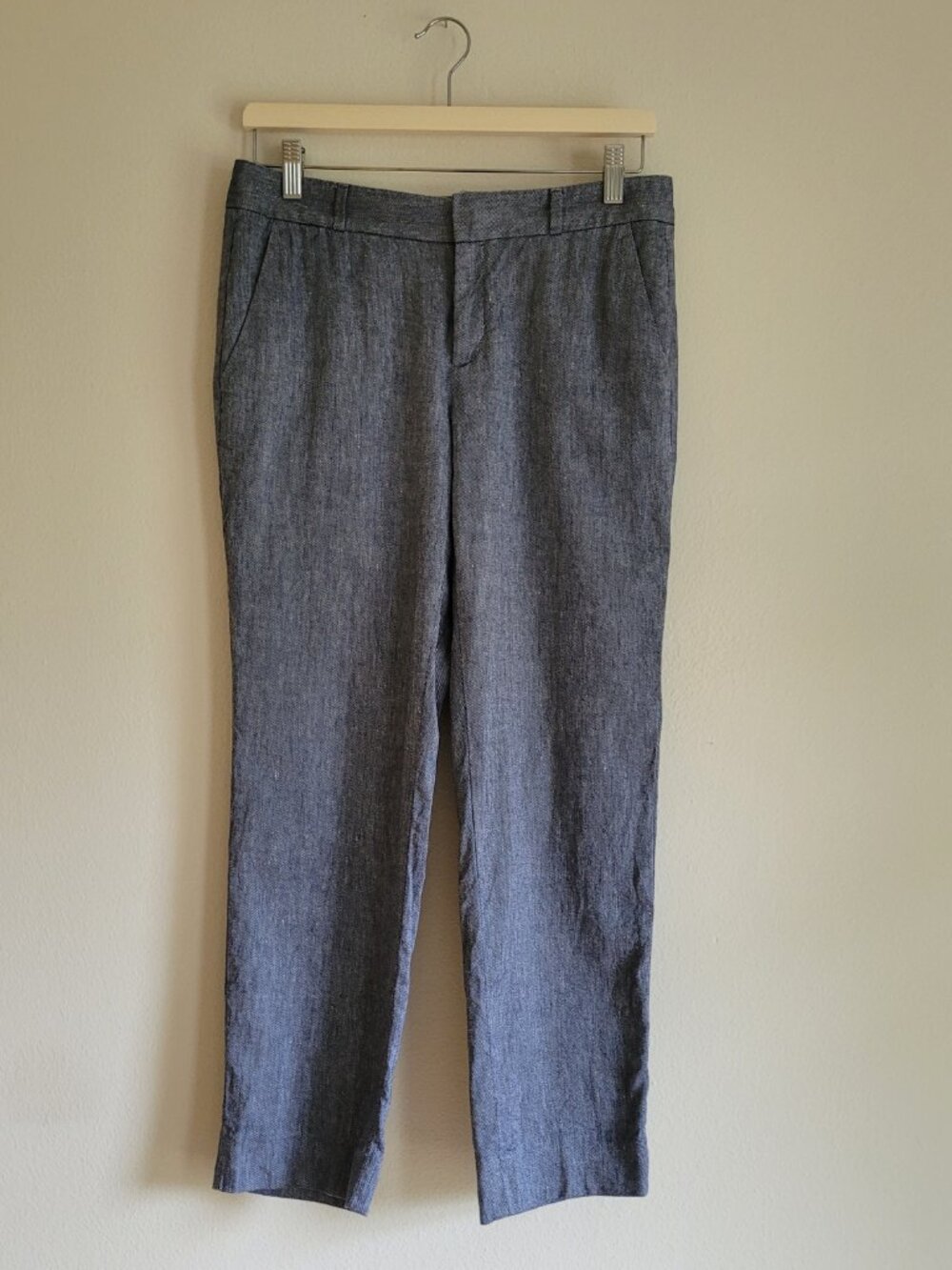 Banana Republic Womens Linen Cotton Blend Cropped Ankle Pants Dark Grey Sz 4